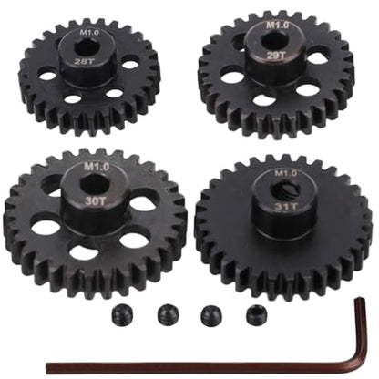 4PCS M1 5mm Shaft Hole 28T 29T 30T 31T Steel Pinion Motor Gear Compatible with 1/8 RC Car Brushed Brushless Motor