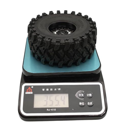 Heavy Duty RC Crawler 2.2 Beadlock Wheels Adjustable 2 Offsets and Tires 136mm Tall Soft Sticky Mud Slingers Tyres Rims Hex 12mm for 1/10 SCX10 TRX4 Axial Remote Control Car (Black) - color: Black