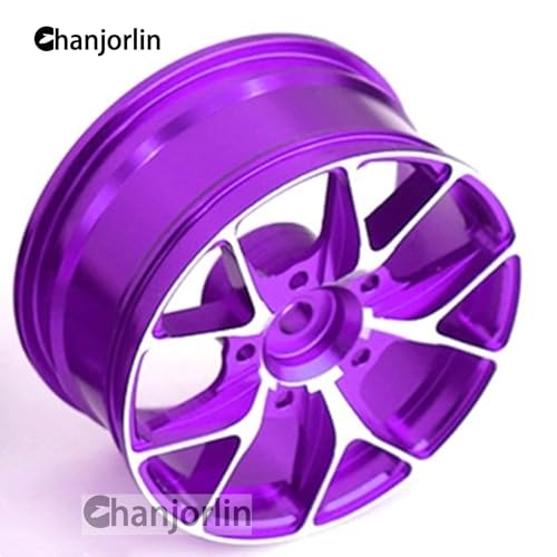 1/10 On Road Drift Wheels Rims Hex 12mm RC Aluminum Alloy Rally Racing Hubs for 1:10 Scale Touring Street Car Tires Tamiya TT01 TT02 HSP 2S 3S Brushless HPI KYOSHO XV02 XV01 4PCS (Purple) - color: Purple