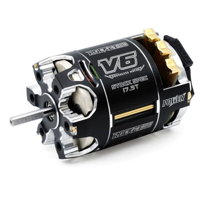 Surpass Hobby RC Rocket 540 V6 Sensored Brushless Motor, High Speed Brushless Motor for Traxxas-Horizon 1:10 RC Car Trucks Off-Road Vehicle (Shaft 3.175, 17.5T kv) - size: 17.5T KV, style: 540-V6 Motor