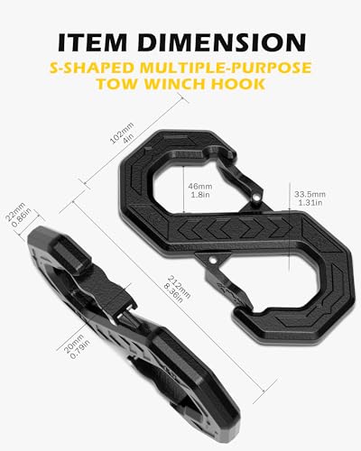 3/8" Tow Hook, S-Shaped Winch Hook, 33,000lbs Breaking Strength, G80 Heavy Duty Forged Steel, Fast Connect Winch Shackle Towing Hook for Trucks, SUVs, ATVs, Trailers, Black - color: Black