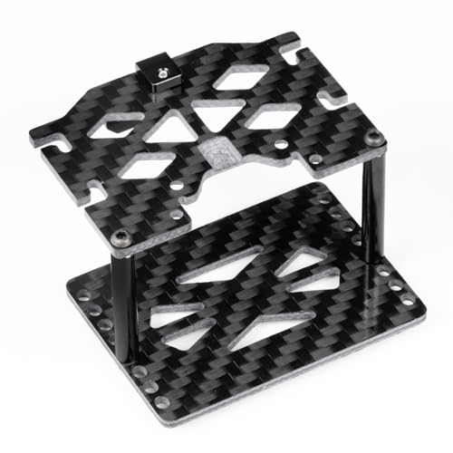 CNC Aluminum RC Car TRX4M Battery Tray ESC Receiver Mount Double Decker Carbon Fiber Battery Plate for 1/18 RC Crawler Car TRX4M Upgrade Parts
