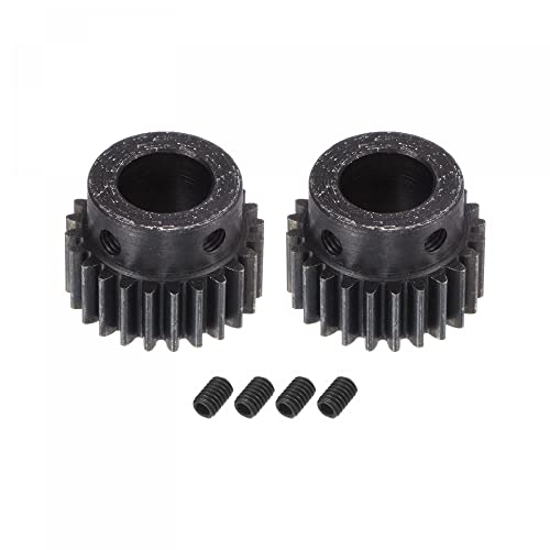 uxcell 1Mod 24T Pinion Gear 12mm Bore Hardened Steel Motor Rack Spur Gear with Step for RC Car Truck Buggy Gear Drive, 2 Set