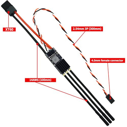 120A Brushless ESC 2-8S 12V 10A BEC for RC Crawler Car ESCape32 | with XT60 & 4.0mm Bullet Plug, Support Dshot, PWM, Oneshot, Multishot