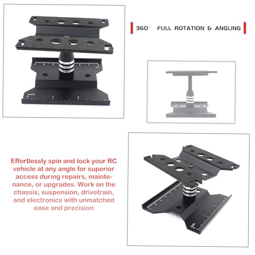 RC Car Work Stand, 360° Rotating Repair Tool Holder for 1/16 1/18 1/24 Scale Remote Control Trucks, Crawlers, Buggies(Black)