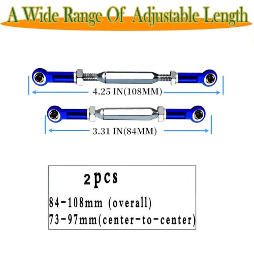 RC Suspension Links Compatible with Traxxas Slash Rustler Stampede Hoss 1/10 Scale, Adjustable Stainless Steel Turnbuckle Links Set with CNC Machined Rod Ends, 2PCS Upgrade Steering Links,Dark Blue - color: Stainless Steel & Dark Blue
