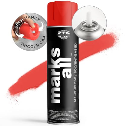 Fox Valley 18oz Marks All Solvent-Based Paint 12-Pack, Red Fluorescent - color: Red Fluorescent