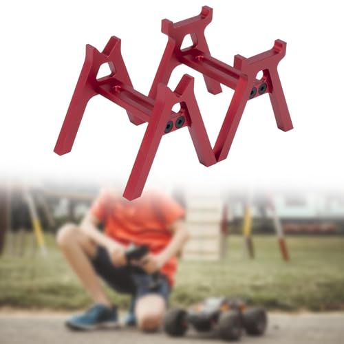 harayaa 2 Pieces RC Car Stand RC Repair Work Station Model Support Simulation Upgrade Compact Aluminum Alloy Suitable for Display Maintenance, Red - color: Red
