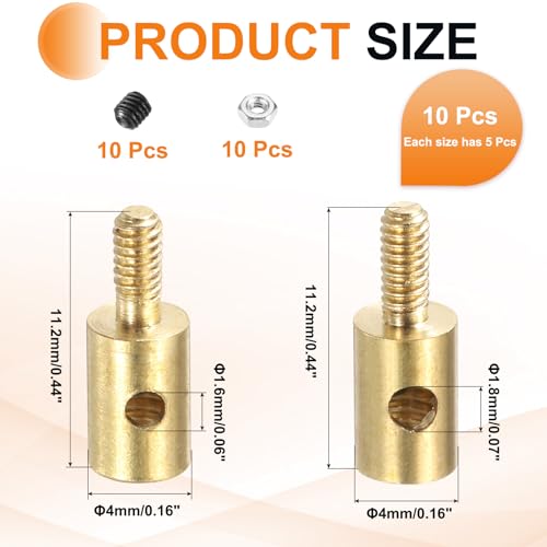 MECCANIXITY Linkage Stoppers Connecting Servo Arm, Push Rod with Nut and Screw for RC Airplane, D4x1.6mm D4x1.8mm 10 Pcs - size: D4x1.6mm; D4x1.8mm