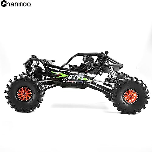 2.2 RC Crawler Tires OD 5.91'' and Beadlock Wheels Rims Set (Orange) | Soft Rubber Mud All Terrain Tyres For 1/10 1/8 Crawler Car Truck Traxxas TRX4 Axial SCX10 II Tamiya Gen8 4PCS - color: Orange