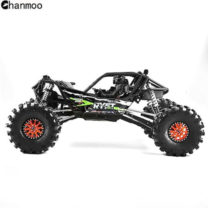 2.2 RC Crawler Tires OD 5.91'' and Beadlock Wheels Rims (Titanium) | Soft Rubber Mud All Terrain Tyres For 1/10 1/8 Crawler Car Truck Traxxas TRX4 Axial SCX10 II Tamiya Gen8 4PCS - color: Titanium
