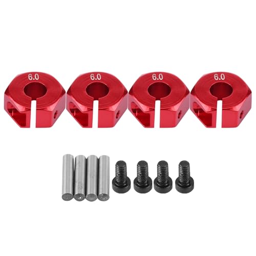 4 Pcs Universal Wheel Hex Hub Adapters,12mm Wheel Hex Mount with Pins and Screws,Wheel Hex Drive Adapters Hub RC Model Vehicle Accessory for RC Spare Part RC Car Upgrade Parts (6.0MM red) - size: 6.0MM red