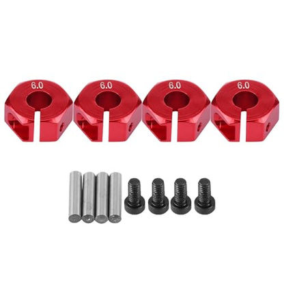 4 Pcs Universal Wheel Hex Hub Adapters,12mm Wheel Hex Mount with Pins and Screws,Wheel Hex Drive Adapters Hub RC Model Vehicle Accessory for RC Spare Part RC Car Upgrade Parts (6.0MM red) - size: 6.0MM red