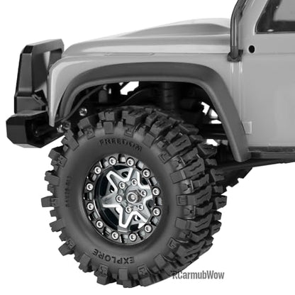 1.3 Beadlock Aluminum Alloy Wheels Rims & Tires Set with Foam Inserts for 1/18 TRX4M Ascent-18 1/24 SCX24 FCX24 RC Crawler Upgrade Parts,RCarmubWow 1.3 rc Wheels and Tires,4pcs,Titanium - color: Titanium(4pcs)