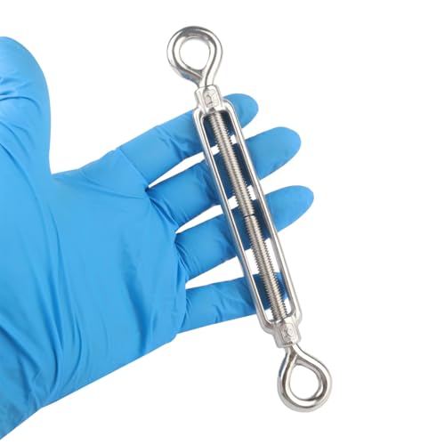6PCS M6 Eye & Eye Turnbuckle 304 Stainless Steel 1/4" Turnbuckle Wire Rope Tension Heavy Duty Turnbuckles for Cable Railing Wire Rope Hardware Kit - size: Eye & Eye-M6