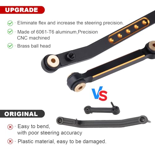 Aluminum Steering Rod Tie Links Linkage Set for Axial SCX24 1/24 RC Crawler, Metal Steering Link Rod Upgrade, Compatible with C10 JLU Deadbolt Gladiator Bronco