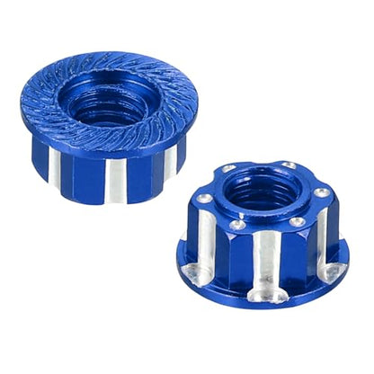 MECCANIXITY Hexagonal Nuts Aluminum M4 RC Wheel Carving Hex Nuts Dustproof Anti-Skid Mount Cap for 1/10 RC Model Car Trucks Off Road Car Upgraded Parts Pack of 2(Blue) - color: Blue