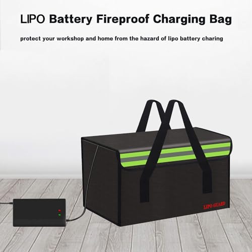 11.8"x7.9"x7.9" Ebike Battery Safe Bag Fireproof Charging Lipo Bag Large Capatity for Lipo Battery Pack Storage Charging Transport Home Office Travel Fireproof Safe Storage Pouch - size: 300x200x200mm