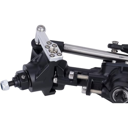 HD44 Axles, 1/10 RC Offset Straight Axles, CNC Aluminum Integrated Front & Rear Axles with High-Strength Steel Gears, for 1/10 RC Crawlers Vanquish VS4-10 & Axial SCX10 II Upgrades (Black) - color: Black