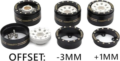 HOBBYSOUL 70 * 27mm All Terrain 1.0 Tires & Brass 1.0 beadlock Wheels Set - Adjustable Offset 1.0 Wheel and Soft Sticky 1.0‘’ tire for RC Crawler TRX4M SCX24 Upgrades, Black & White - color: Black & White