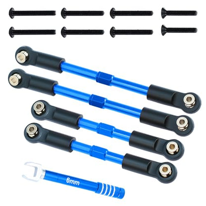 Aluminum Front & Rear Pull Rod Linkage Upgraded Set for Arrma 1/10 Gorgon Vorteks Fury Quake 2WD RC Truck,Replace#ARA330753(Blue) - color: Blue