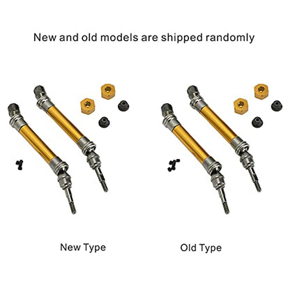 2Pcs RC Car Front Shaft Stainless Steel Rear Drive Shaft Universal Driveshaft Fit for Traxxas RC Truck Upgrades Parts (Yellow) - color: Yellow