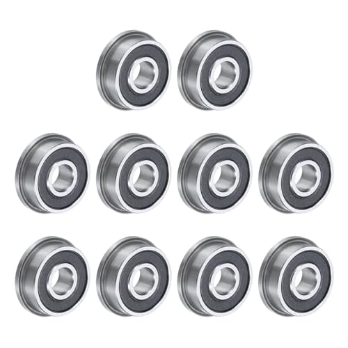 uxcell F694-2RS Flanged Ball Bearing 4x11x4mm Double Sealed Chrome Steel Flange Bearings, 10pcs - size: F694-2RS