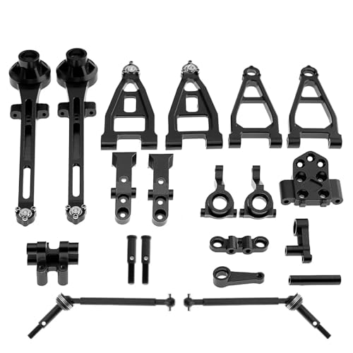 Rc Car Steering Cup for Tamiya 58719 for BBX BB01 BB-01 Metal Suspension Arms Steering Knuckle RC for Buggy Car Accessories Modification Parts Kit Set(Black) - color: Black