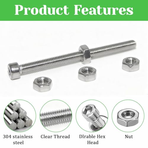 100 Pcs M3 x 40mm Socket Head Cap Screws Metric, Allen Socket Drive, 304 Stainless Steel, Full Thread, Bright Finish, Machine Thread - size: M3 x 40-100Pcs-Silver