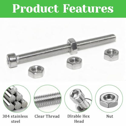 100 Pcs M3 x 40mm Socket Head Cap Screws Metric, Allen Socket Drive, 304 Stainless Steel, Full Thread, Bright Finish, Machine Thread - size: M3 x 40-100Pcs-Silver