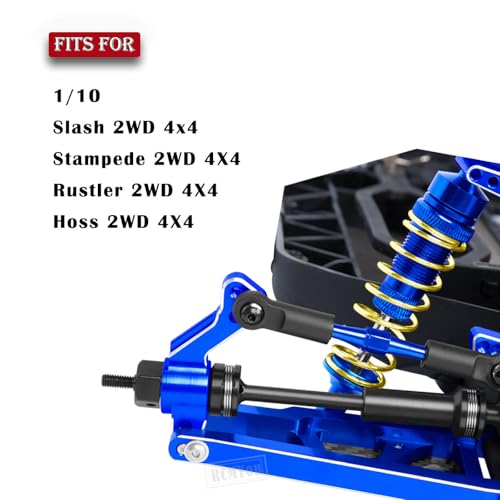 Aluminum Big Bore RC Shock Absorber Upgrades Part for 1/10 Slash 2WD 4x4,Stampede 2WD 4X4,Rustler 2WD 4X4,Hoss 2WD 4X4,Alloy 4PCS Front Rear RC Shocks w/Golden spring,Navy Blue - color: Navy Blue - Upgrades Part