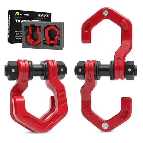 D Ring Shackles, 3/4" Separate Shackles with 7/8" Pin, Heavy Duty Recovery Shackle 57320lbs Break Strength, 4x4 Off-Road Recovery Towing Winch Shackles for Trucks, Red Red 2-Pack | Quick Shackles with 7/8" Pin, Heavy Duty Recovery Shackle, 4x4 Off-Road Re