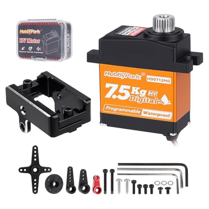 HobbyPark Waterproof for TRX4MT TRX4M Servo with Servo Mount Bracket & Horn Arm Steering 7.5kg High Torque Metal Gears Digital Servo 1/18 Crawler Upgrades Parts Replacement of 2065