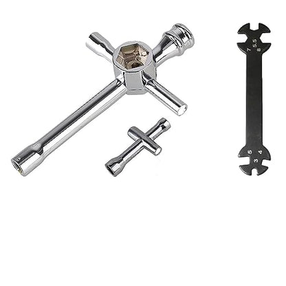 RC Cross Wrenches Glow Plug Socket Hex Driver Hexagon Spanner Tool | RC Wrenches 4mm 5mm 5.5mm 7mm and Turnbuckle Wrench with 8mm 10mm 12mm 17mm for RC Cars Wheel Repair Maintenance Tools