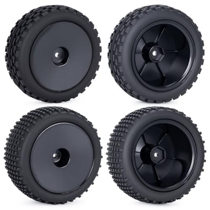 1/10 RC Buggy Tires and Wheels, Pre-Glued Off Road RC Tires Set, 12mm Hex Front & Rear RC Buggy Wheels for 1/10 Scale RC Car, 4PCS