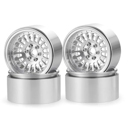 MOHERO 4Pcs Aluminum 2.2" Beadlock Wheel Rims 34.8mm for 1/10 RC Rock Crawler Axial SCX10 Wraith 90048 RR10 Upgrade Part (Silver)
