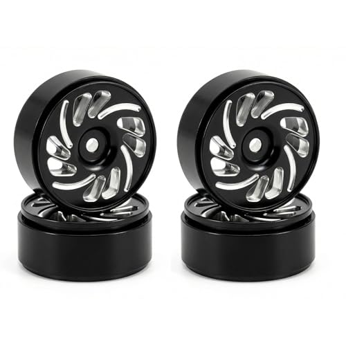 Aluminum 0.7" Beadlock Wheel, Brass Outside Ring and Whee&Tire for SCX30 Cars 4pcs/Set (0.7" Wheel-Black) - color: 0.7" Wheel-black