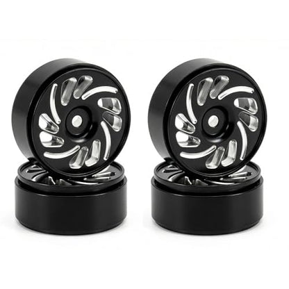 Aluminum 0.7" Beadlock Wheel, Brass Outside Ring and Whee&Tire for SCX30 Cars 4pcs/Set (0.7" Wheel-Black) - color: 0.7" Wheel-black