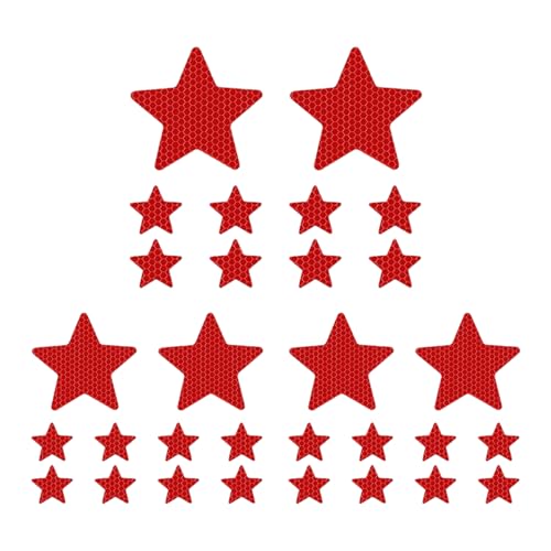 Craedli 1Set Star Car Reflective Sticker Decal, Waterproof Vinyl Car Night Visibility Warning Sticker, Personalized Auto Safety Sign Body Decal Decoration for Motorcycle, Truck, Bicycle (Red) - color: Red