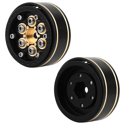 1.0 Plus Brass Beadlock Wheel Rims 4PCS Wheels for All 1/24 Scale FCX24 Axial SCX24 Deadbolt C10 Gladiator 1/18 TRX4M RC Crawler Car Upgrades Parts (6 Round Shape) - style: 6 round shape
