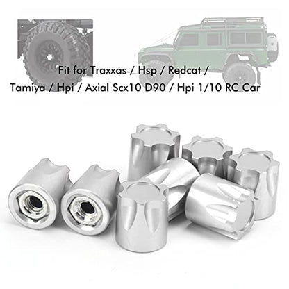 Dilwe RC M4 Nut, 8Pcs 12mmx11mm RC Wheel Rim Center 1/10 Scale RC Crawler Car Truck Upgrade Spare Part, M4 Wheel Rim Center Hat Nut (Red)