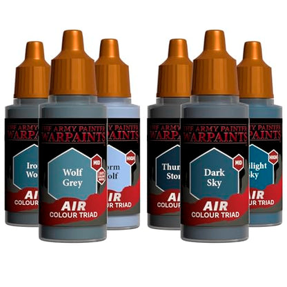 The Army Painter, Air Triads Desaturated Blue-Grey, 6 x 18 ml, airbrush | 6 x 18 ml Pre-thinned Acrylic spray gun paints - Paint sprayer paint for D&D & Warhammer Miniatures - color: Desaturated Blue-Grey