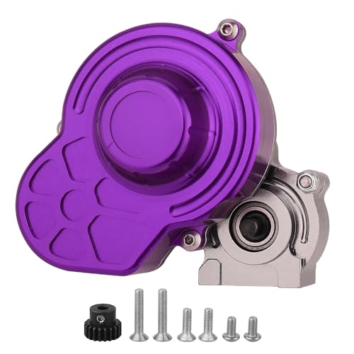 All Metal Complete Gearbox Transmission with Motor Gears for 313mm Wheelbase 1/10 RC Crawler Truck Axial SCX10 & SCX10 II DIY Upgrade Parts (Purple) - color: Purple