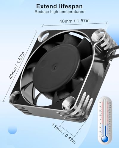 16000RPM RC Motor Cooling Fan Fit for 1:6 1:5 Scale RC Car Turck | 8.5V 40mm Aluminum Heatsink Fans 40mm 50mm Diameter, Silver Black, 2Pcs