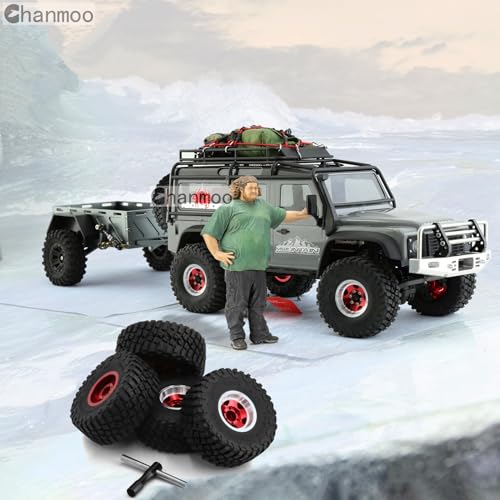1.0 Beadlock Wheels and Tires 1/24 1/18 RC Mud Slingers Grappler Tyres for 1：24 1:18 RC Scale Rock Crawler Car SCX24 FMS FCX24 TRX4M Axial AX24 90081 Gladiator Bronco C10 4PCS (Bronze) - color: Bronze