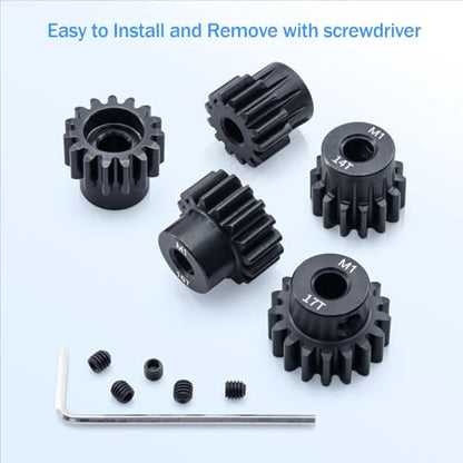 Surpass Hobby Mod 1 Pinion Gear 5mm 13T 14T 15T 16T 17T Motor Gears for 1/10 1/8 RC Car Parts - size: 13T 14T 15T 16T 17T