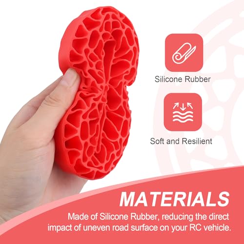 HobbyPark 1.9 Silicone Inserts Foam Rubber Insert fit 118-122mm Tires 4.75" for 1/10 Scale RC Crawler 1.9" Wheel Tires, Super Soft, Replacement of Sponge Foams 4pcs (Red) - color: Red