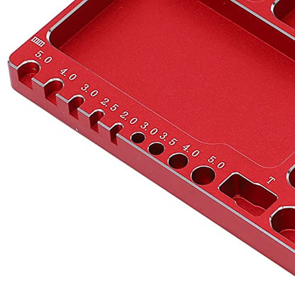 Magnetic Screw Tray, RC Aluminium Alloy Screw Tray, Adsorption Widely Used Magnetic Parts Tool Tray for RC Model Toy Repair Mat Electronic Repair Kit Tool Organizer (Red) - color: Red