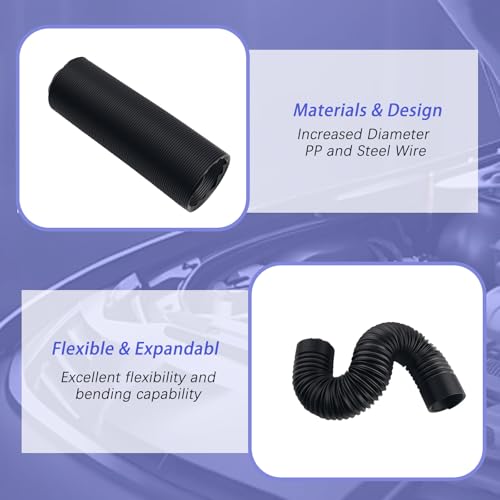 3" Diameter Air Intake Hose for Car,Flexible Air Intake Tube Extendable Up to 39.37",Universal Adjustable Car Airs Duct Hose Cars Accessories for Most Automotive,Truck