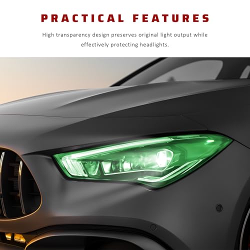 Car Light Tint Film, 12" × 48" Waterproof Headlight Vinyl Wrap Film Includes Squeegee & Cutter, Self-Adhesive Air-Release Wrap for Fog Lights, Taillights, and Headlights (Green) - color: Green